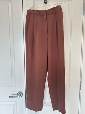 Wilfred Carrot Pant High Rise Pleated Trousers Brown Size 6